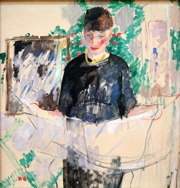 Rik Wouters Woman in Black Reading a Newspaper Sweden oil painting art